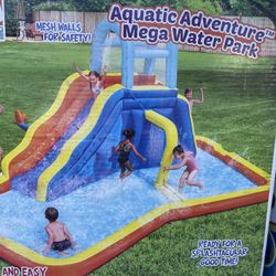 💦🔥💦 The Aquatic Adventure™ Mega Water Park is the ideal backyard play experience. This inflatable water park features a safe and sturdy water slide