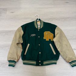 Averex Green Partial Leather Sleeve Jacket