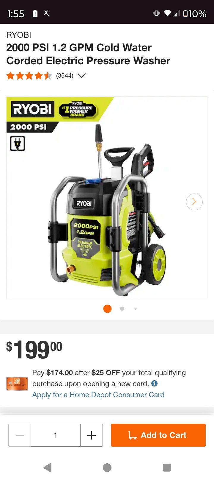 Ryobi Pressure Washer 2000 Psi