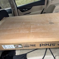 Newport 10 ft. x 12 ft. 2-Tone Eggshell and Coffee Galvanized Metal Shed with Sliding Lockable Doors