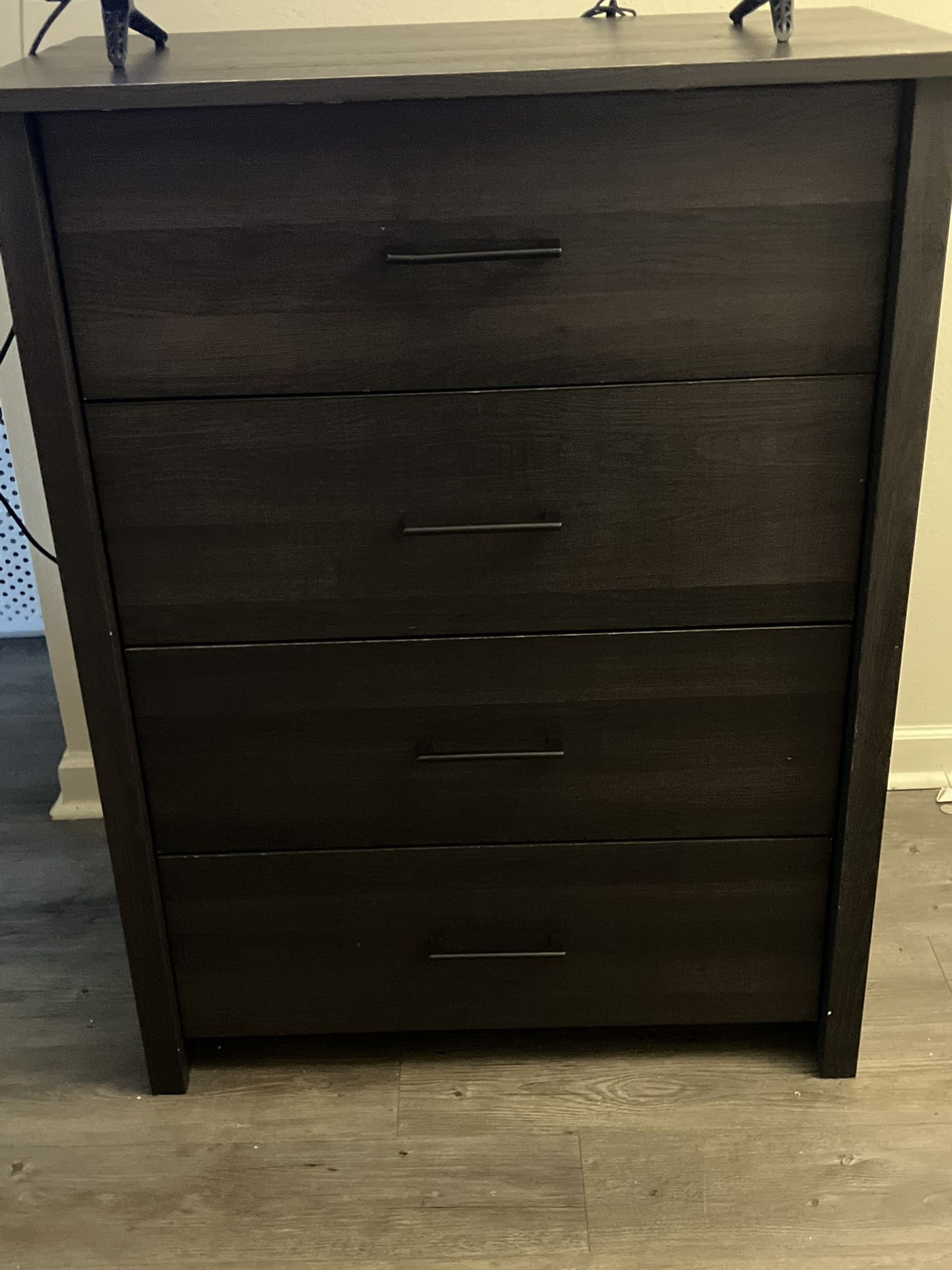 4 Drawer Single Wide Black Dresser