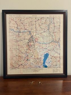 Original 1944 WWII Bomber Target Chart Map - Custom Double-Sided Frame