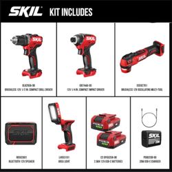 NEW SKIL PWR CORE 12-volt 5-Tool Brushless Power Tool Combo Kit Gift Set