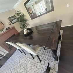 Rustic Solid Wood Dining Table With Bench