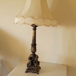 Antique Lamp And Side Table 