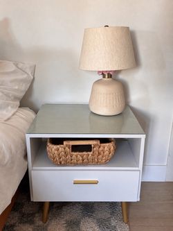 Set of TWO white night stands WITH lamps