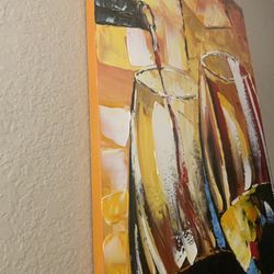 Wine Glass Oil Painting On Canvas, By Artist YoTree, 3D textured- Ready To Hang - $30