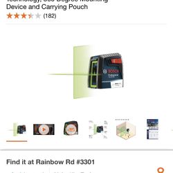 Bosch 40 ft. Green Cross Line Laser Level Self Leveling with VisiMax Technology, 360 Degree Mounting Device and Carrying Pouch