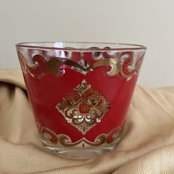 Vintage MCM Starlyte Red and Gold Ice Bucket