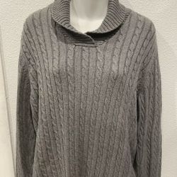 Croft & Barrow Grey Long Sleeve Sweater Womens Size XL.  Shawl Neck