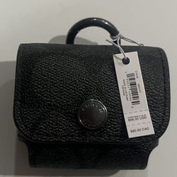 Coach Leather AirPods Earbuds Pro Case Black NWT. MSRP $68. Condition New with tags