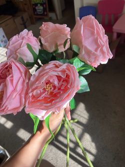 5pcs Artificial Austin Rose Stem, 17.7 Inch Polyester Fabric Flower for Wedding and home decor