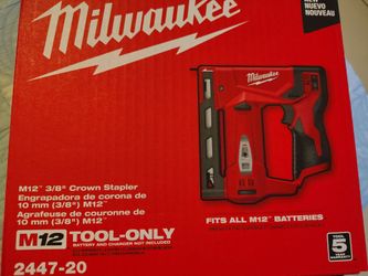 New in Box Milwaukee M12  3/8  Crown Stapler #2447-20 4 boxes free Staples included