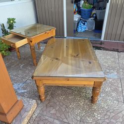 Real Wood End And Coffee Table 