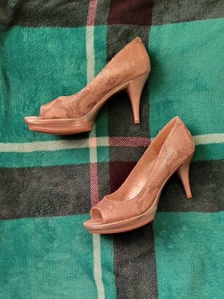 WOMENS SAM & LIBBY SNAKE PRINT HEELS SIZE 7