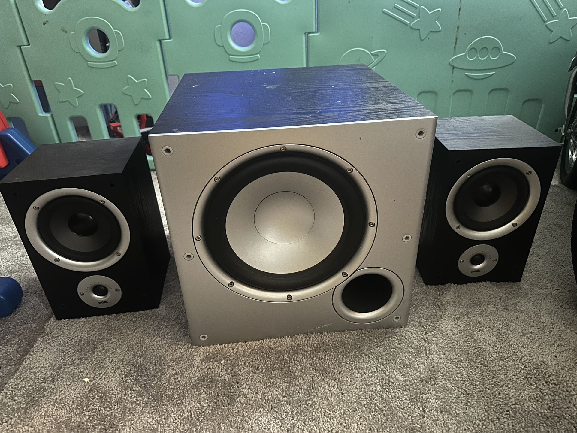Polk Subwoofer And Polk Bookshelf Speaker Like New
