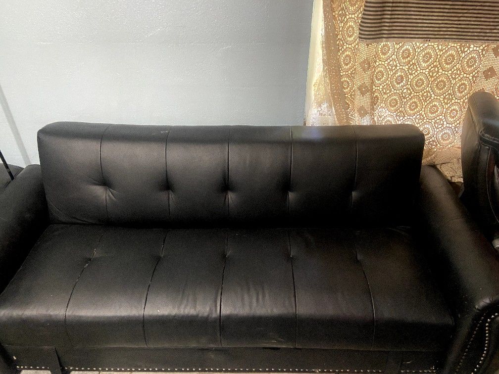 Futon And Couch Black Leather With Storage 