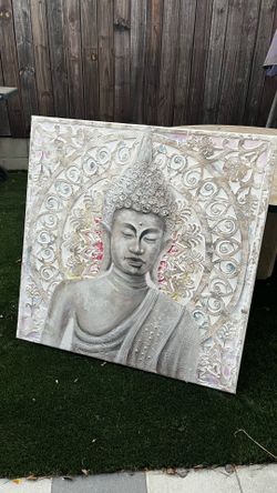 Large Textured Buddha Canvas Wall Art