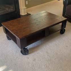 Wood Coffee Table And Side Table
