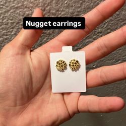Gold Plated Nugget Earrings 