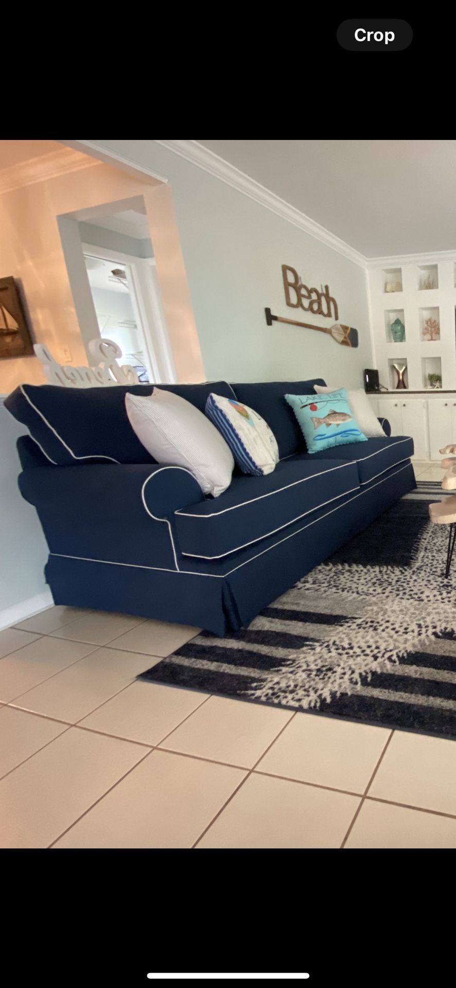 Blue Fabric Sofa Sleeper.