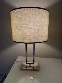 Modern Chrome Table Lamp with Linen Shade