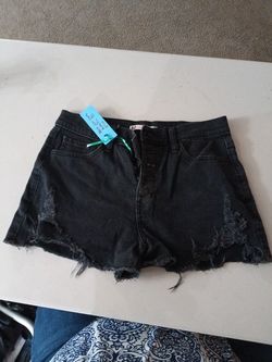 Black Jean Shorts - Button Fly 