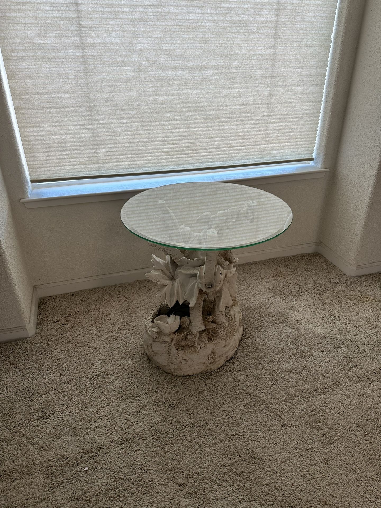 Stone Elephant Table With Glass Top