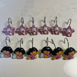 DORA THE EXPLORER &amp; BOOTS STAR CATCHER SHOWER CURTAIN HOOKS NICKELODEON Set 12 
