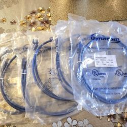 Lot Of 7 Dynacom,cat 5E Patch Cord, 350G03-BL,UT-BL003, 3 Ft, Blue