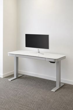 White Electric Sit/Stand Desk with Storage Draweri