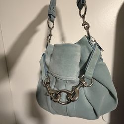  Coach hobo bag made of icy blue suede 