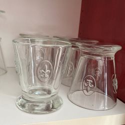 Clear Drinking Glasses Set Of 6, Fleur De Lis Design