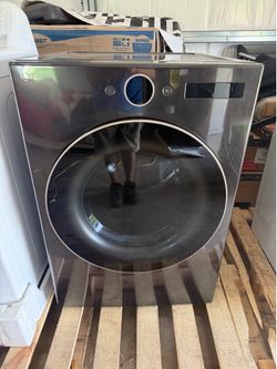LG 7.4 cu ft Smart Steam Dryer, Black Steel — $1,599 Retail