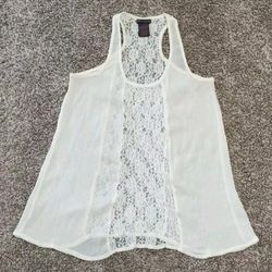 Women's Fire Los Angeles Sleeveless Lace Blouse Top Size Small White