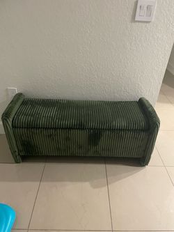 Green Corduroy Upholstered Storage Bench