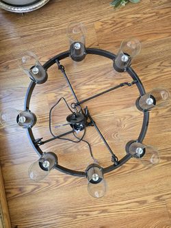 Large Brass Crystal Chandelier – $150