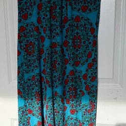 Turquoise & Red Halter Maxi Dress – Size L