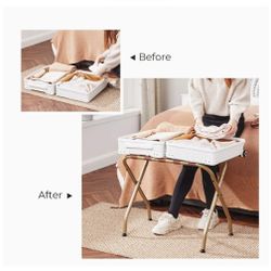 Luggage Rack, Steel Frame, Foldable for Hotel, Golden