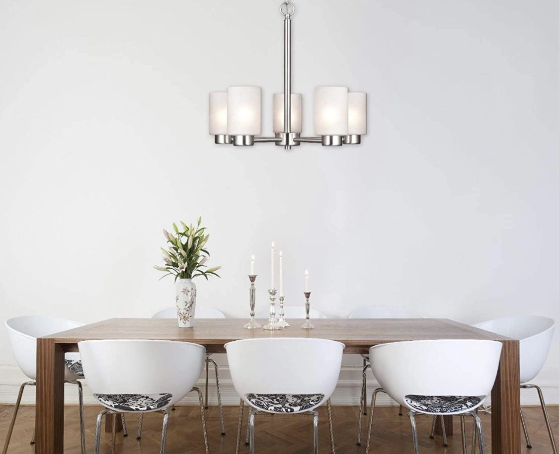 Dining Room Lighting Fixtures Hanging, Chandelier Light Fixture, Kitchen Chandelier, 5 Light Chandelier, Brushed Nickel