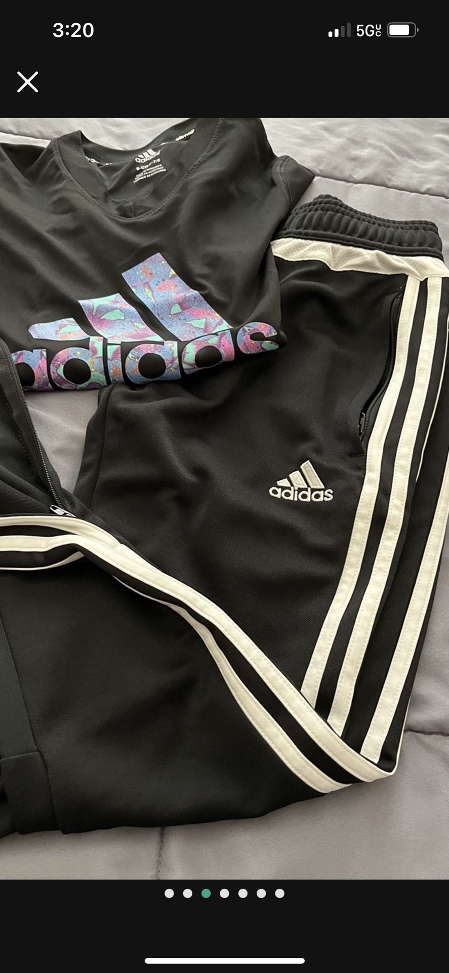 There’s A Two Pieces Adidas shirt for girls in size small and Adidas pants size small for girls both for $45 total