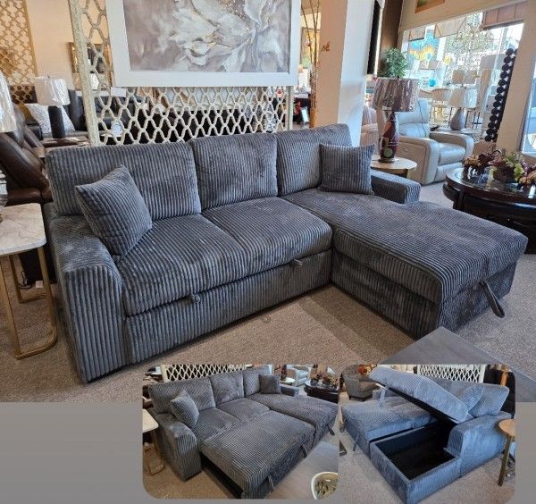 Grey Sleeper Sectional with Storage