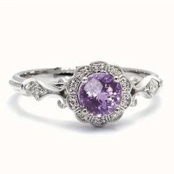 Amethyst  & Sapphire Sterling Silver Ring  
