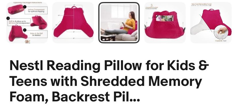 Nestl Reading Pillow and Back Rest Memory Foam NEW