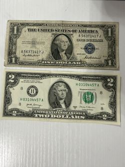 1935 1 Dollar Bill And 2 Dollar Bill 2007 