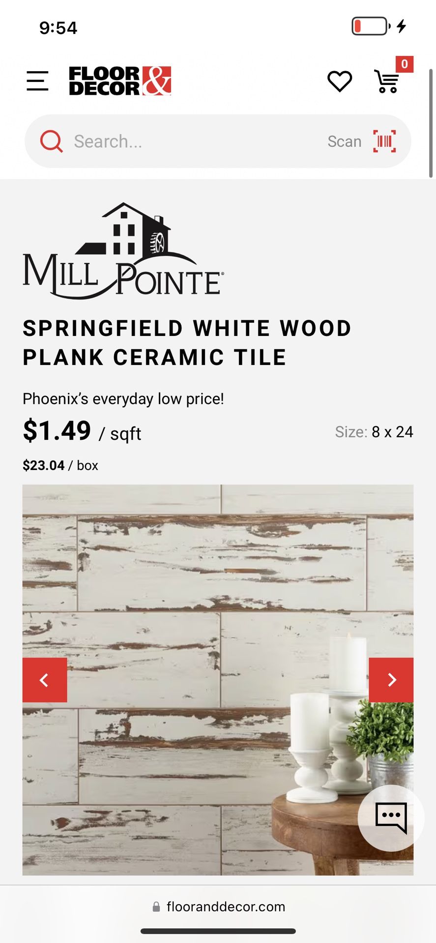 16 boxes of SPRINGFIELD WHITE WOOD PLANK CERAMIC TILE
