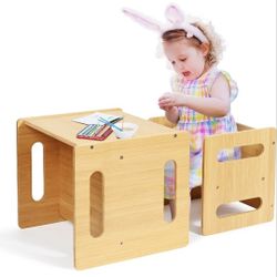 Kids Table and Chair Set, Montessori Weaning Table