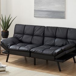 Mainstays Memory Foam Futon, Black Faux Leather 