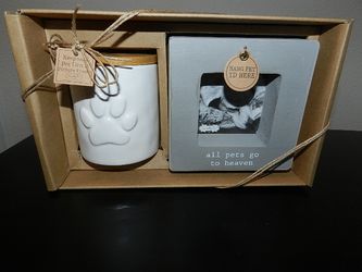 NEW Mud Pie Pet Urn & Picture Frame Boxed Set