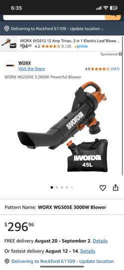 WORX TriVac 3-in-1 Electric Leaf Blower/Mulcher/Vacuum